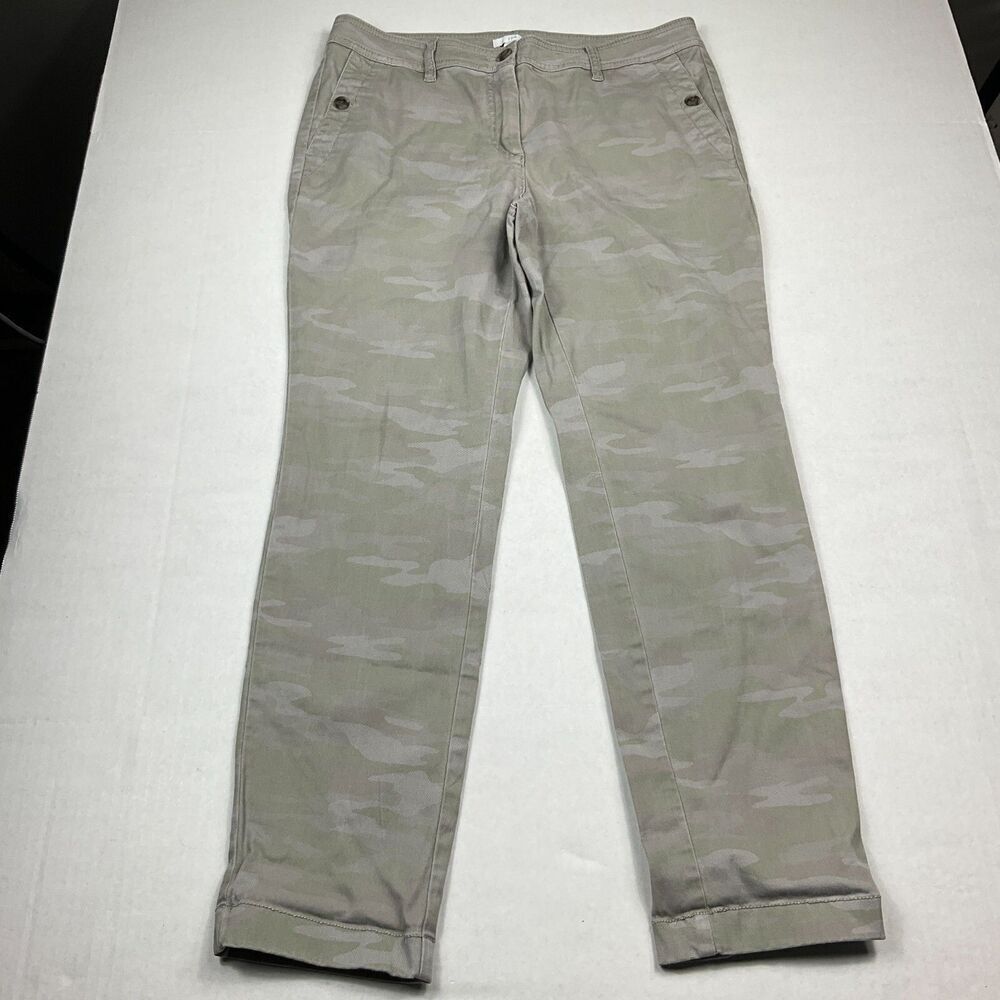 J.Jill Ankle Chino Pants Camouflage Casual Mid Rise Zip Up Stretchy 10P PETITES